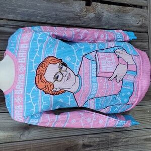Beloved Stranger Things Barb Christmas Sweater Pink Blue Adult Small Netflix